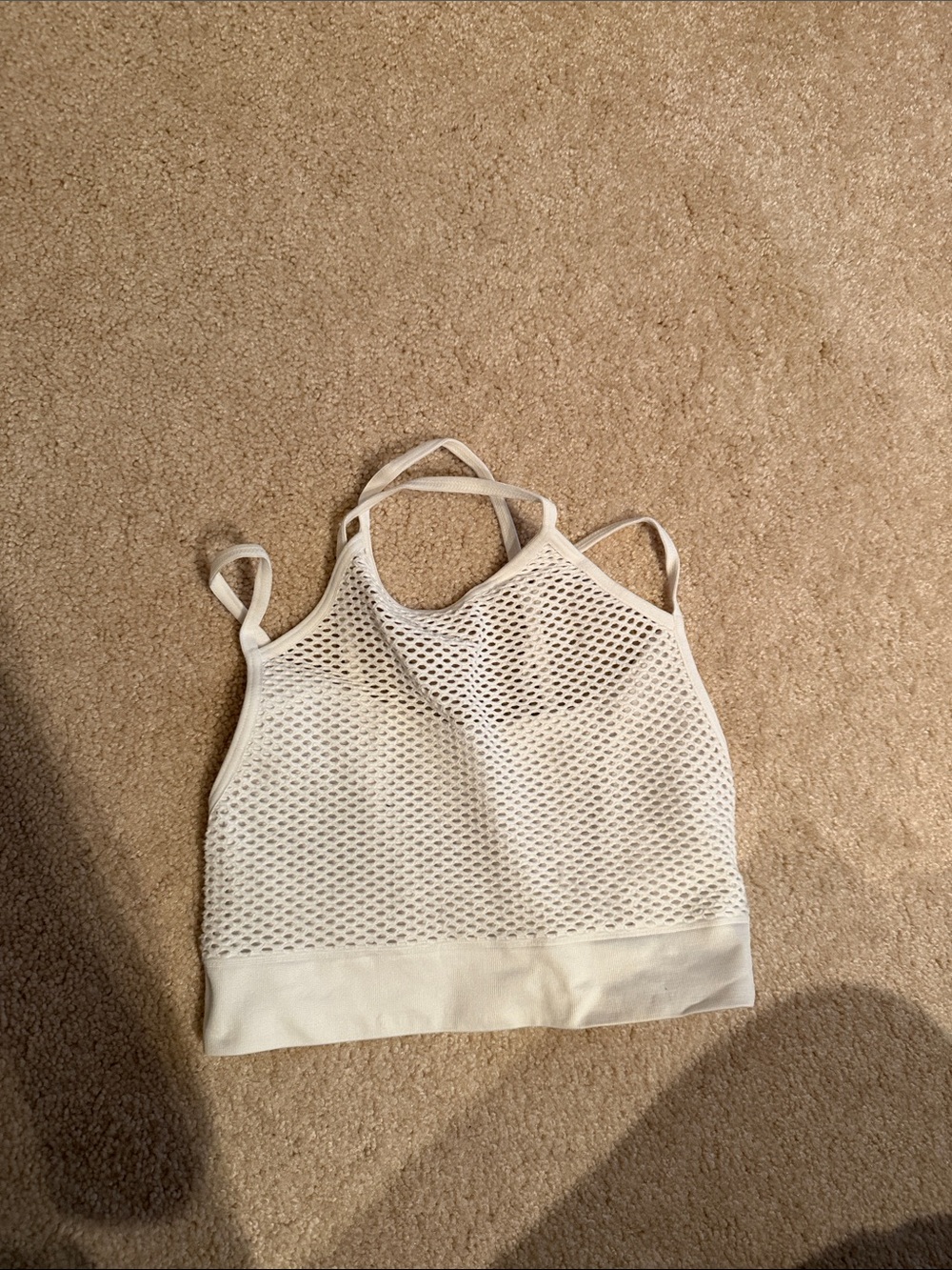Alala White Mesh Crop Tank Top Small